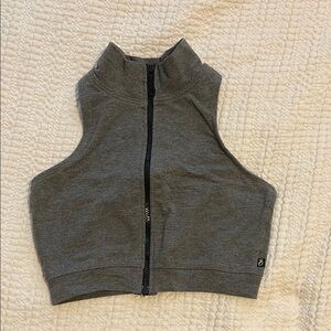 Otomix Gray Zip-Front Sleeveless Cropped Top